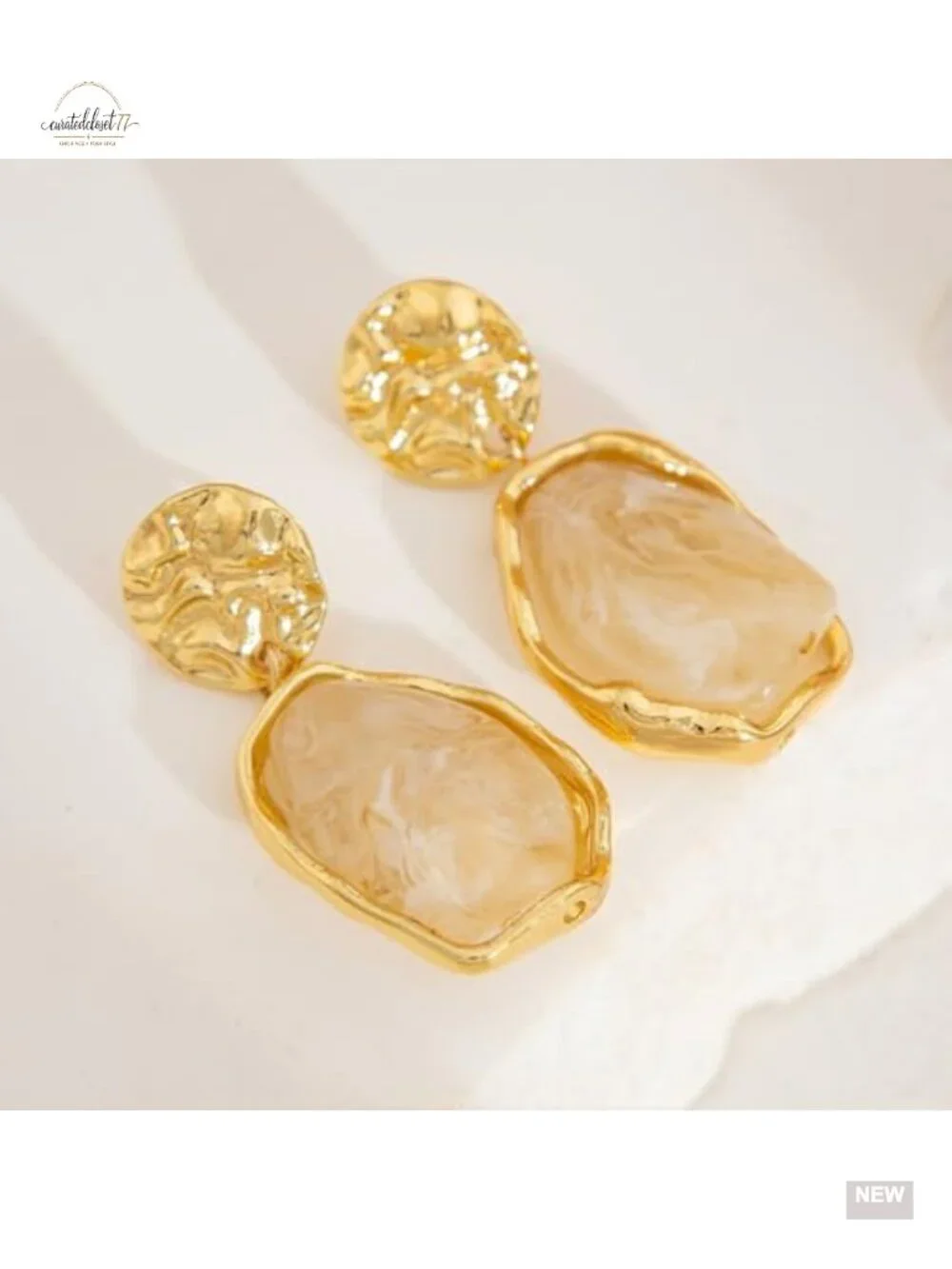 Dainty Irregular Crystal Drop Dangle Earrings 14K Gold Plated Statement Chunky